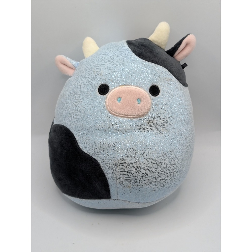 Squishmallows Kellytoy 8 Inch Blue Shimmer Cow Plush Sparkle Black Spots